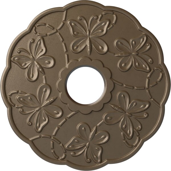 Ekena Millwork Terrones Butterfly Medallion (Canopies up to 3 7/8"), 17 7/8"OD x 3 7/8"ID x 1"P, Warm Silver CM17TSWSS - main